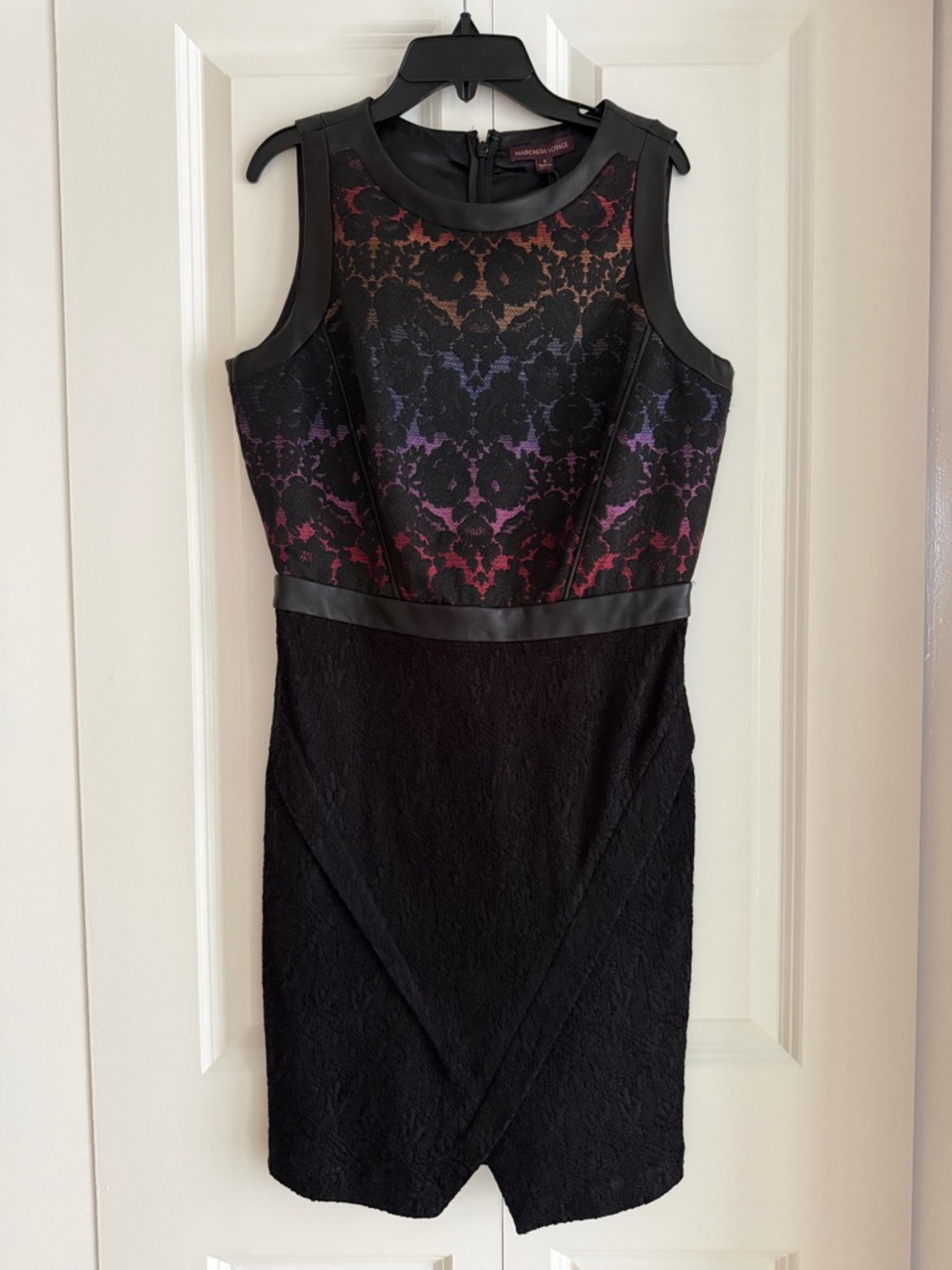 Marchesa Voyage Lace Cocktail Dress Black Metallic Mini Size 8 NWT